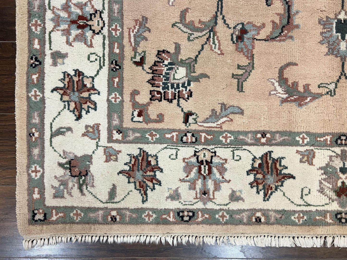Indo Persian Rug 6x9, Handmade Vintage Wool Carpet, Floral Allover