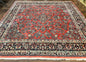 Square Persian Sarouk Rug 11x11 ft, Rare Size, Hand Knotted Wool Floral Allover Red Persian Carpet, Handmade Antique Rug