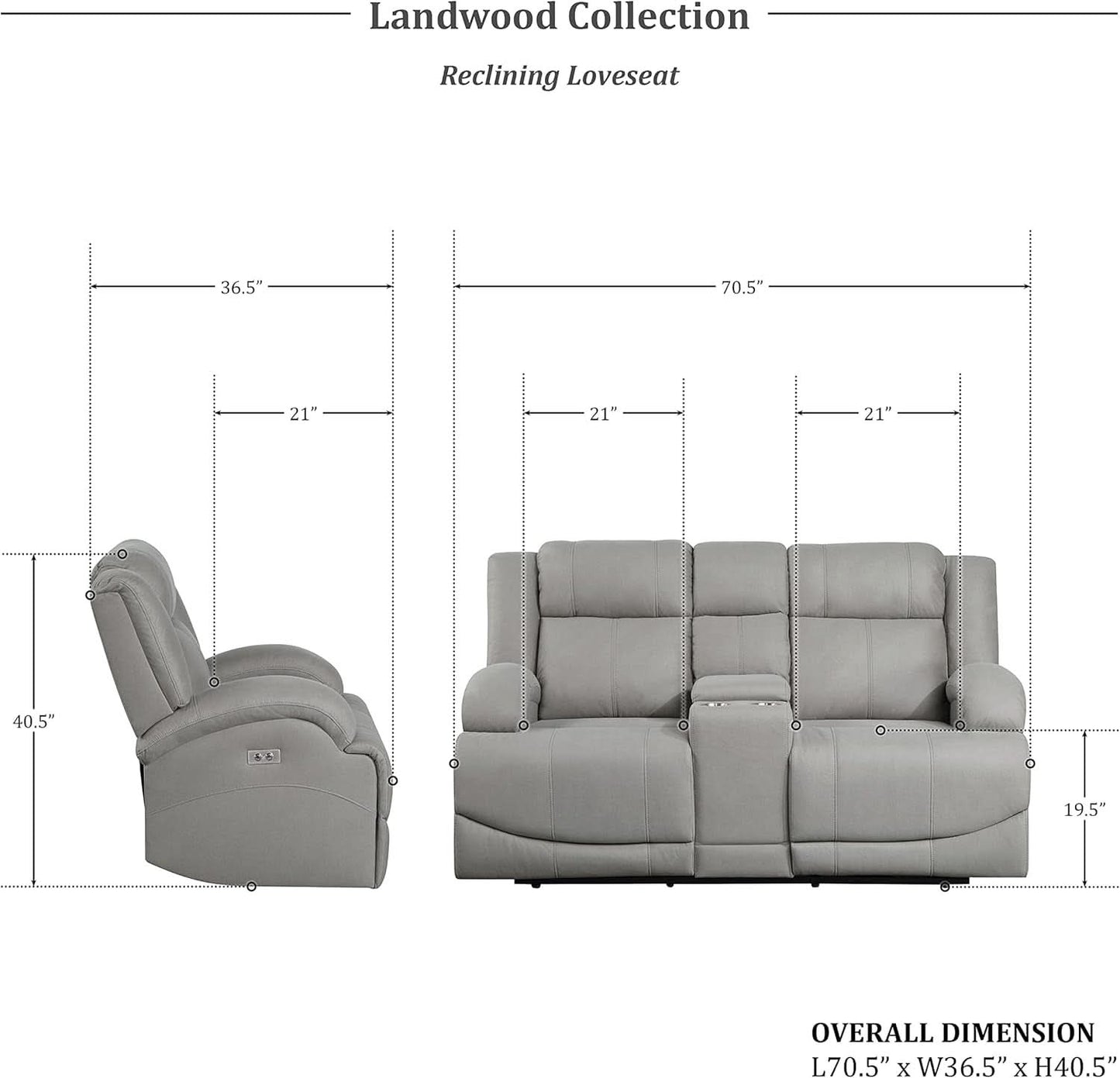 Landwood 3 Piece Power Reclining Living Room Set Gray