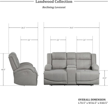 Landwood 3 Piece Power Reclining Living Room Set Gray
