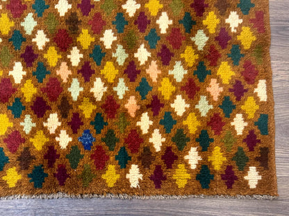 Balouch Rug 3x4, Burnt-Orange, Multicolor, Afghan Rug