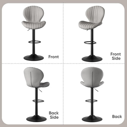 Light Grey Swivel Bar Stools Set Of 3 With High Backrest