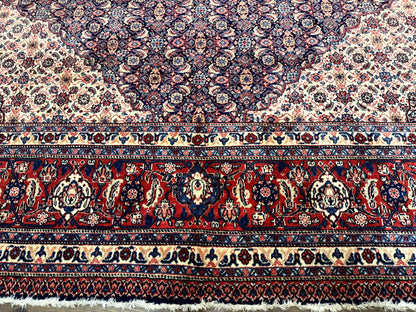 Persian Tabriz Rug 11x14 Navy Blue Herati Wool Carpet