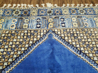 7' X 10' 5" Handmade Moroccan Urban Rabat Wool Carpet Blue Area Rug
