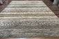 Modern Tibetan Wool Rug 8x10, Abstract, Contemporary, Handmade, Gray, Stripes