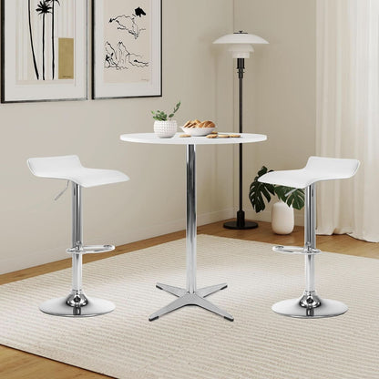 White Round Pub Table With Sturdy Crossbase 39 Inches