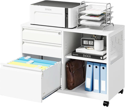 White Locking 3 Drawer File Cabinet For Home Office