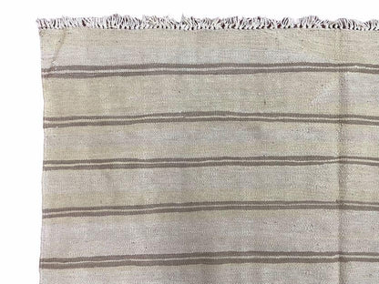 5x8 Turkish Kilim Rug, Flatweave Carpet, Striped Blanket, Southwestern Design, New, Gray, Wool, High Quality, Hand-Knotted