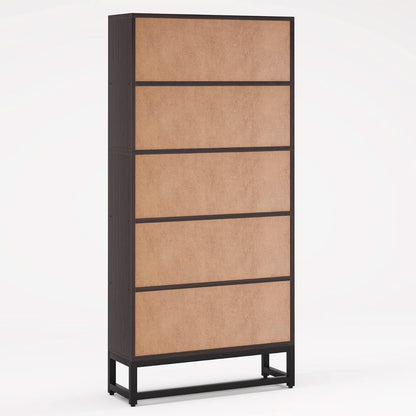 Tall Bookcase And Bookshelf 70.8 Inch Sandalwood Shelving
