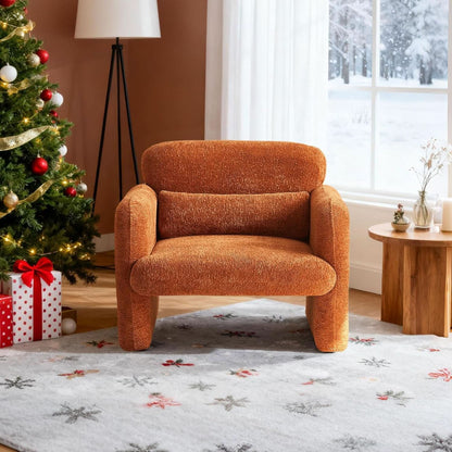 33.86 Inch Sherpa Upholstered Armchair For LivingRoom