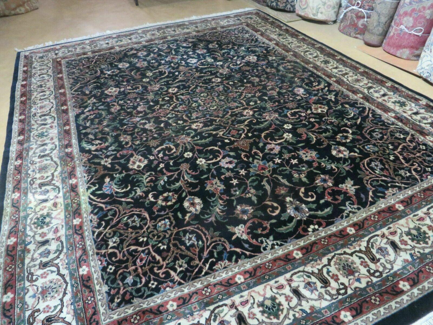 Indo Persian Rug 8x10, Wool Handmade Floral Carpet