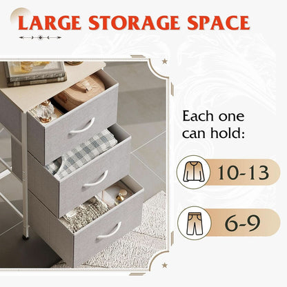 Light Grey Nightstand With 3 Drawers For Bedroom Hallway