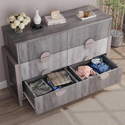 Slate Gray Dresser Semicylinder Drawer Fronts FiftyInches