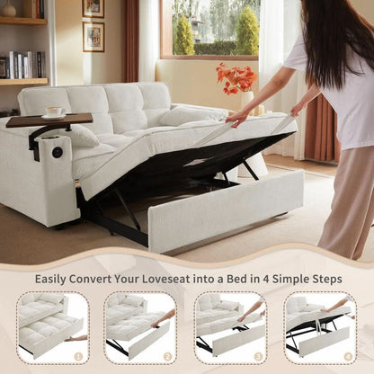 65Inch Convertible Sleeper Sofa With Adjustable Backrest