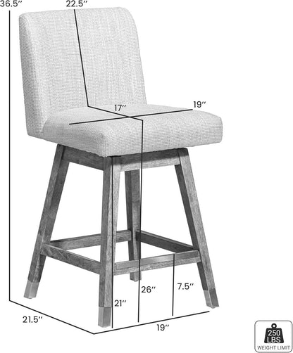 Basila 26 Inch Seat Height Swivel Bar Stool Taupe Fabric
