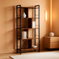 5 Tier Bookshelf Rustic Brown And Black Metal Frame