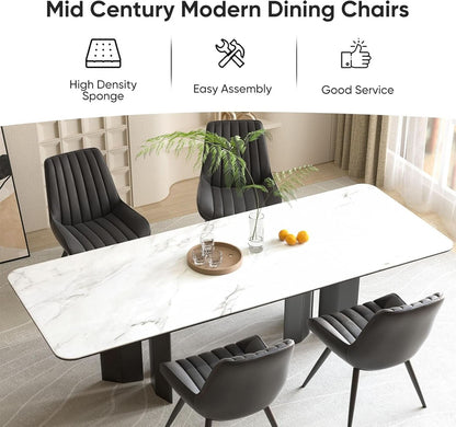 Black Modern Dining Chairs Set Of 4 With Thick Cushions