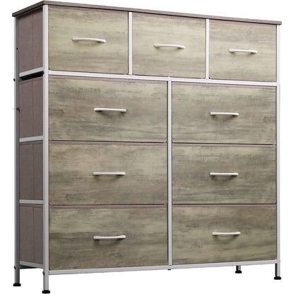 Fabric Storage Tower With Nine Drawers Greige For Bedrooms And Nurseries