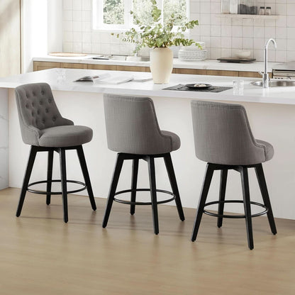 Flint Grey Upholstered Swivel Bar Stool 26 Inch Set Of 2