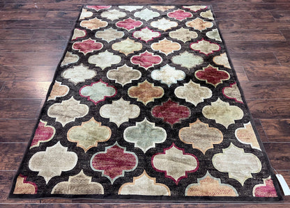 Panel Design Rug 5x7, Multicolor Contemporary Area Rug, Small Living Room Rug