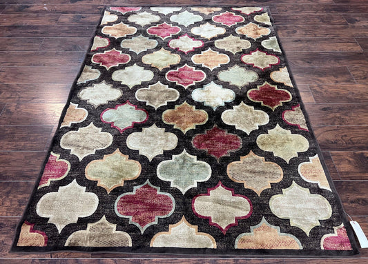 Panel Design Rug 5x7, Multicolor Contemporary Area Rug, Small Living Room Rug