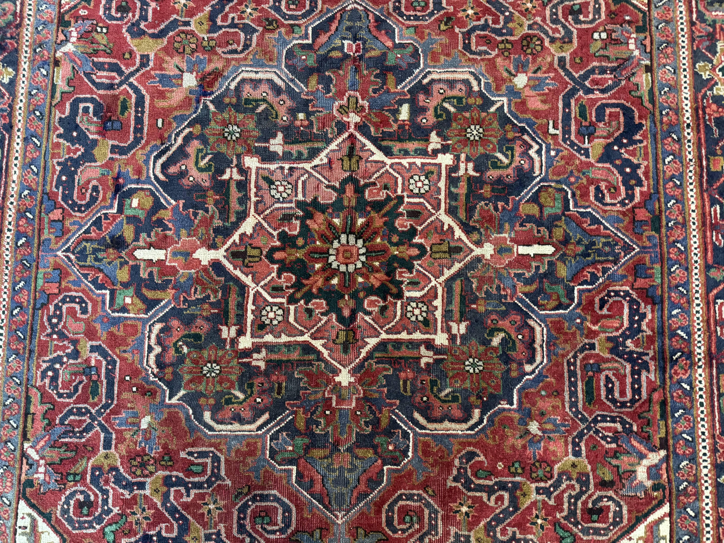 Persian Heriz Rug 6.6 x 9, Geometric Wool Persian Carpet