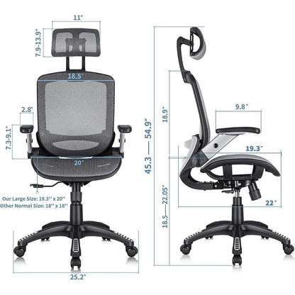 Ergonomic Adjustable High Back Mesh Office Chair Grey