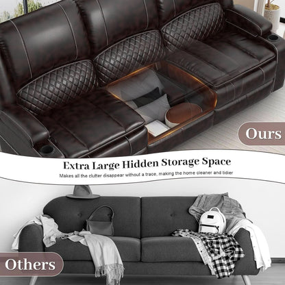 3 Seater Recliner Sofa With Hidden Storage Console