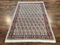 Persian Rug 4x6, Mashad Kashmar Rug, Boteh Paisley Design, Allover Repeated Pattern, Ivory Hand Knotted Vintage Semi Antique Persian Oriental Carpet