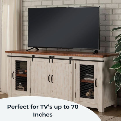 65 Inch Solid Wood TV Stand With Ample Storage Cabinet