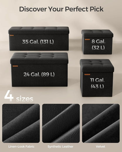 Ink Black 43 Inches Super Ultra Foldable Storage Ottoman
