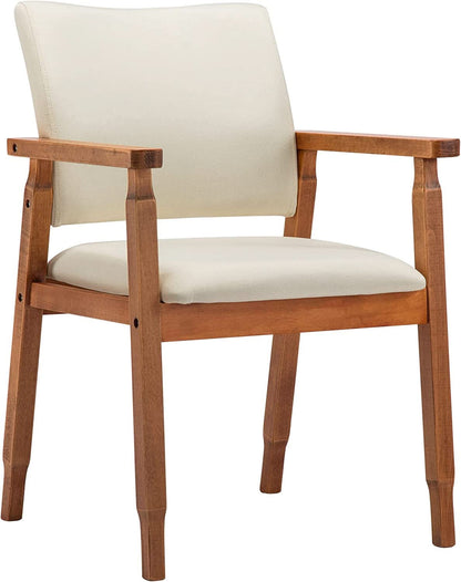 Mid Century Modern Walnut Dining Chairs With Beige Fabric