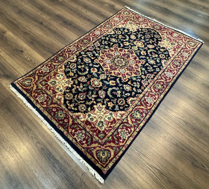 Pak Persian Sarouk Rug 3x5, Navy Blue and Red