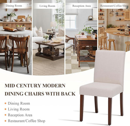 Beige Upholstered Parsons Dining Chairs Collection