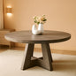 Round Dining Table 47 Inch Wood Farmhouse Grey Kitchen