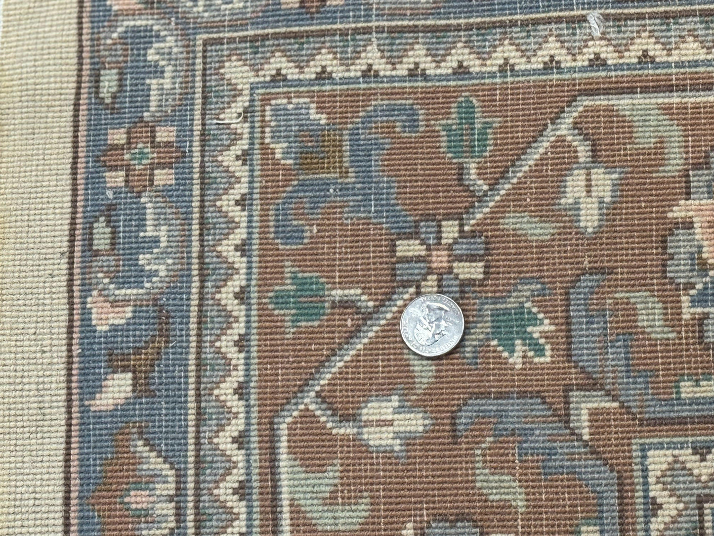 Indo Persian Rug 6x9, Beige, Allover Pattern, Vintage Wool Oriental Carpet