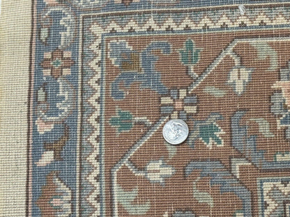 Indo Persian Rug 6x9, Beige, Allover Pattern, Vintage Wool Oriental Carpet