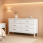 White Premium Fabric Dresser With Six Drawers And Wood Top