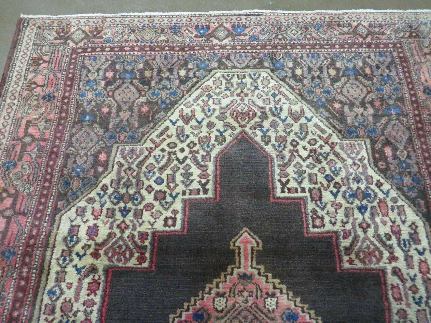 4' X 5' Antique Handmade India Floral Oriental Wool Rug Brown Vegetable Dyes