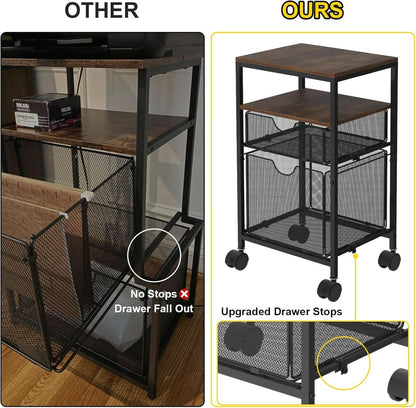 Rolling File Cart With Sliding Drawer For A4 Files