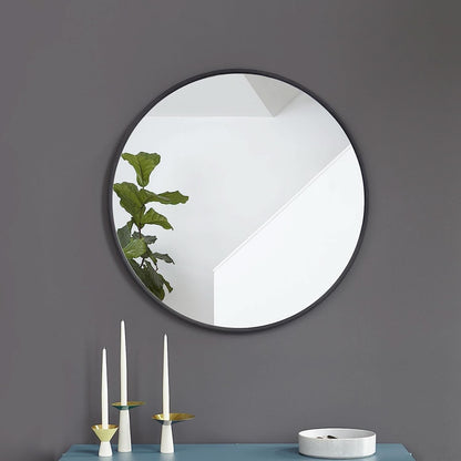 Round Rubber Wall Mirror 37 Inch Diameter With Protective Rubber Frame