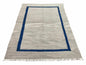 Geometric Turkish Kilim Rug 5' 7" x 7' 9", Flatweave Carpet, Minimal Design, Anatolian Carpet, Gray, Geometric, Dark Blue, Hand-Knotted, New