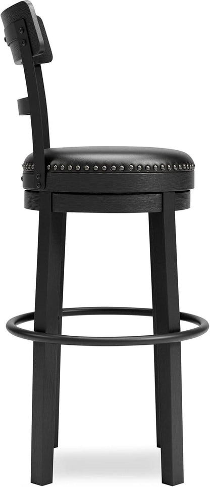 Valebeck 30.38 Black Upholstered Pub Height Swivel Barstool