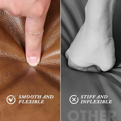 Authentic Brown Leather Ottoman Square Memory Foam