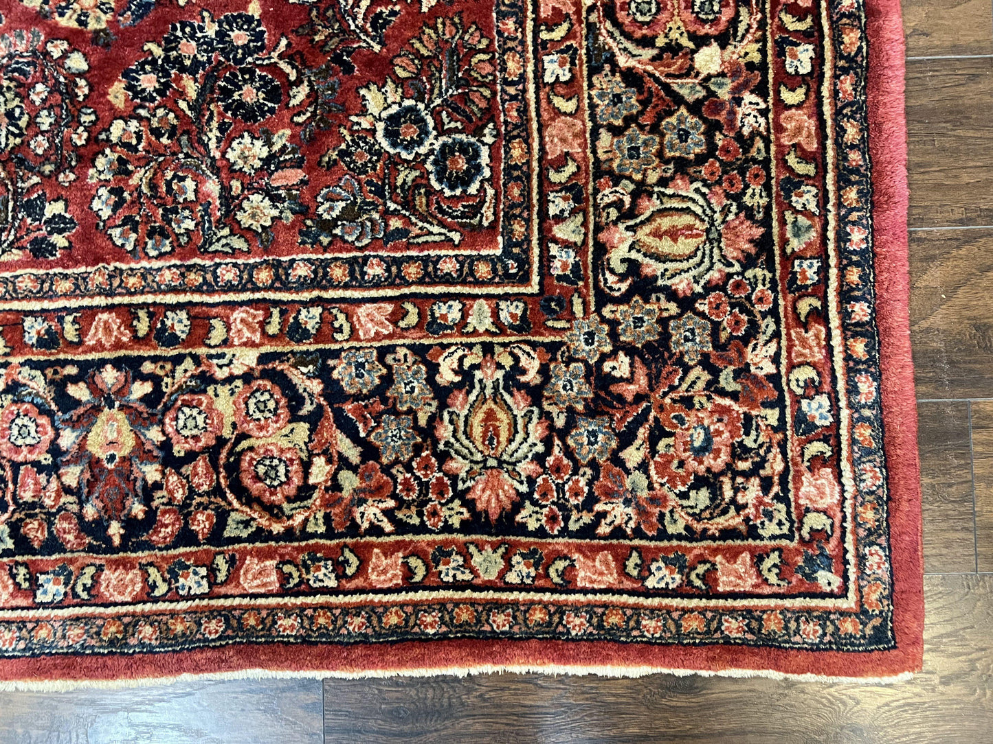 1920s Persian Sarouk Rug 9x12, Red Persian Carpet, High Quality Persian Rug, Allover Floral Pattern, Antique Oriental Rug, Wool Handmade Room Sized