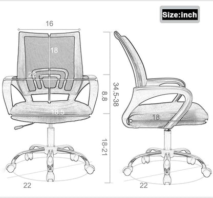 Blue Ergonomic Mesh Office Chair With Lumbar Support