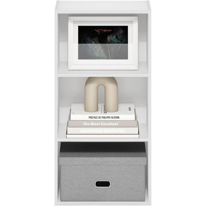 Luder Three Tier Open Shelf Bookcase Bright White Finish
