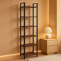 Six Tier Standing Bookcase In Rustic Brown And Black For Small Spaces