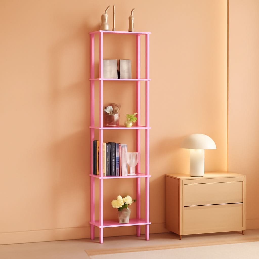 65 Inch Rustic Corner Shelf Stand 5 Tier Display Shelves