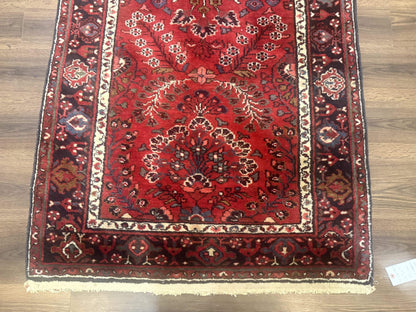 Red Persian Rug 2.6 x 6.8, Floral, Antique Per'sian Carpet, Persian Malayer Rug, Hamadan Rug